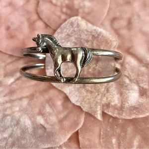 925 Sterling Silver Cuff Bracelet with Horse